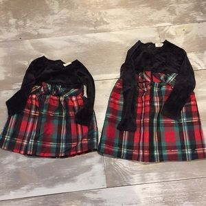 HealthTex Christmas/plaid dresses 12 mo &3t